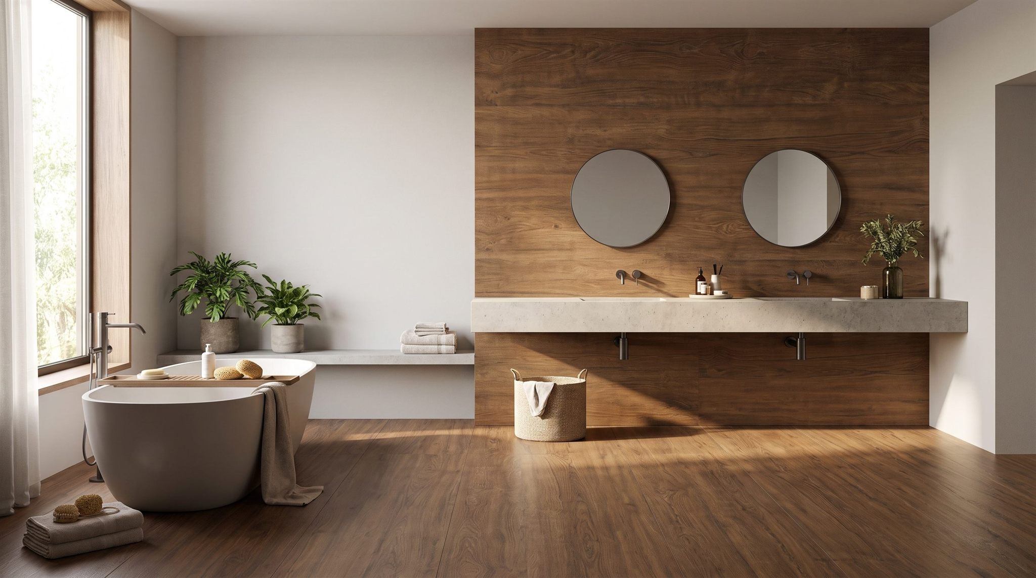 Træ-look — storformat porcelænsslabs i et dansk interiør