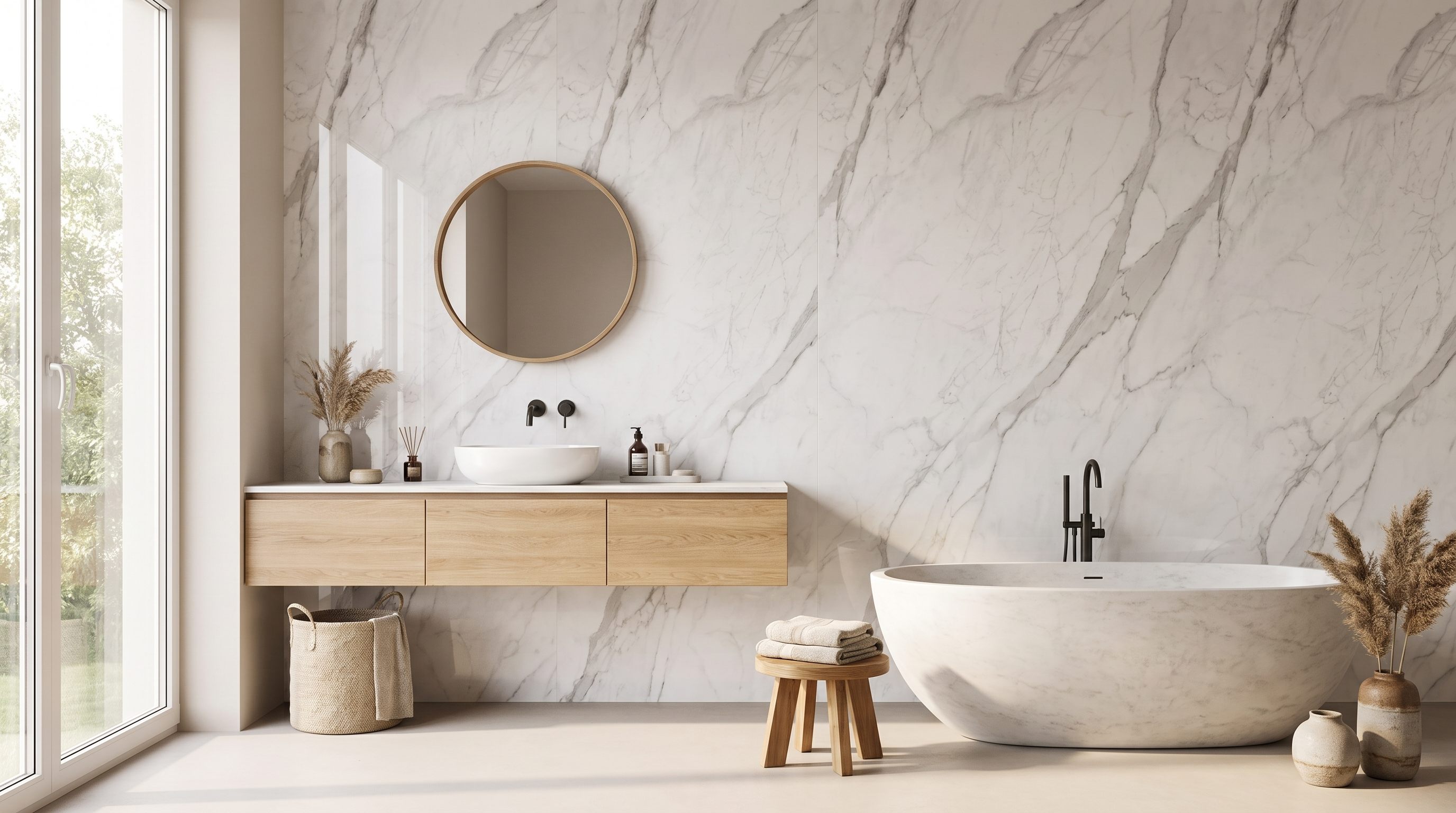 Statuario Bianco — inspiration til hvid marmor